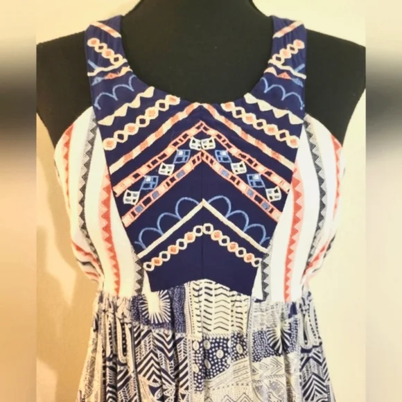 Flying Tomato Red, White, & Blue Pleated Halter Mini Dress (Size‎ Small) - Picture 2 of 11